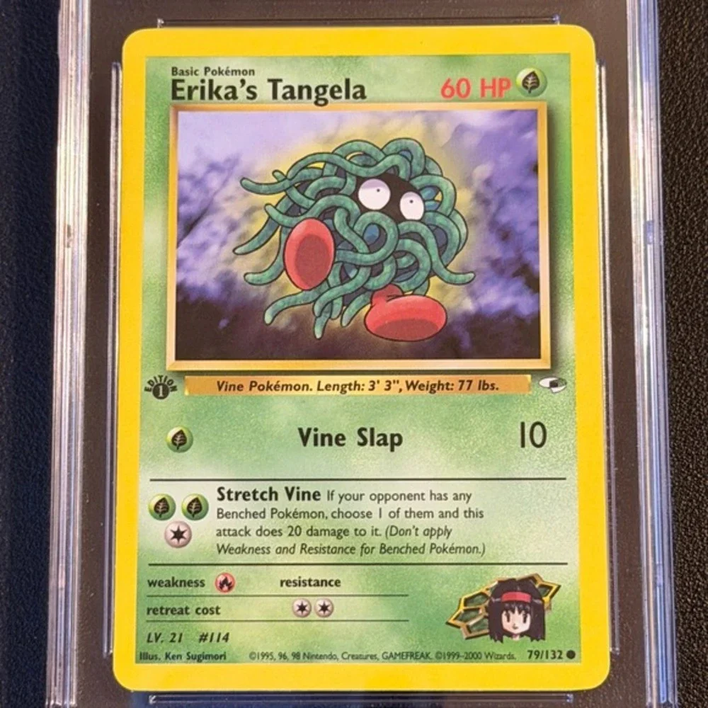 Pokemon Erika's Tangela 1st Ed. 79/62 CGC 8 Blue Label TCG 1999 Gym Heroes WotC
